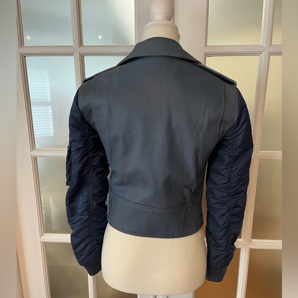 Sandro Women's Ruched Leather Biker Jacket - Picture 6 of 17